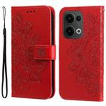 For OPPO Reno13 Global Seven-petal Flowers Embossing Leather Phone Case(Red)