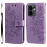 For OPPO Reno13 F 4G / 5G Seven-petal Flowers Embossing Leather Phone Case(Light Purple)