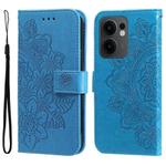 For OPPO Reno13 F 4G / 5G Seven-petal Flowers Embossing Leather Phone Case(Blue)
