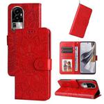 For OPPO Reno10 5G / Reno10 Pro 5G Global Embossed Sunflower Leather Phone Case(Red)