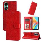 For OPPO A78 4G Embossed Sunflower Leather Phone Case(Red)