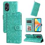 For OPPO A38 4G / A18 4G Global Embossed Sunflower Leather Phone Case(Green)