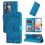 For OPPO A79 5G Embossed Sunflower Leather Phone Case(Blue)
