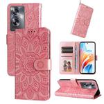 For OPPO A79 5G Embossed Sunflower Leather Phone Case(Rose Gold)