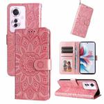 For OPPO Reno11 F Global / F25 Pro Global Embossed Sunflower Leather Phone Case(Rose Gold)