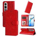 For OPPO K12 Embossed Sunflower Leather Phone Case(Red)