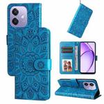 For OPPO A3x 4G / A3x 5G India Embossed Sunflower Leather Phone Case(Blue)