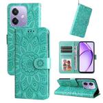 For OPPO A3x 4G / A3x 5G India Embossed Sunflower Leather Phone Case(Green)