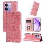 For OPPO A3x 4G / A3x 5G India Embossed Sunflower Leather Phone Case(Rose Gold)