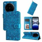 For OPPO Find X8 Pro Embossed Sunflower Leather Phone Case(Blue)