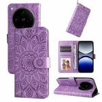 For OPPO Find X8 Pro Embossed Sunflower Leather Phone Case(Purple)