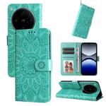 For OPPO Find X8 Pro Embossed Sunflower Leather Phone Case(Green)