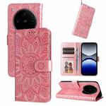 For OPPO Find X8 Pro Embossed Sunflower Leather Phone Case(Rose Gold)