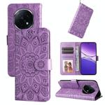For OPPO A5 Pro China Embossed Sunflower Leather Phone Case(Purple)