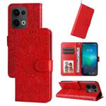 For OPPO Reno13 Global Embossed Sunflower Leather Phone Case(Red)