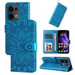 For OPPO Reno13 Global Embossed Sunflower Leather Phone Case(Blue)