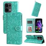 For OPPO Reno13 Global Embossed Sunflower Leather Phone Case(Green)