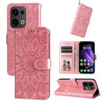 For OPPO Reno13 Global Embossed Sunflower Leather Phone Case(Rose Gold)