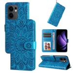 For OPPO Reno13 F 4G / 5G Embossed Sunflower Leather Phone Case(Blue)