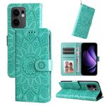For OPPO Reno13 F 4G / 5G Embossed Sunflower Leather Phone Case(Green)