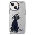 For iPhone 14 Double Layer Color Silver Series Animal Oil Painting Phone Case(Labrador)
