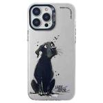 For iPhone 14 Pro Max Double Layer Color Silver Series Animal Oil Painting Phone Case(Labrador)