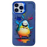 For iPhone 12 Pro Max Double Layer Color Silver Series Animal Oil Painting Phone Case(Happy Rabbit)
