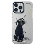 For iPhone 15 Pro Max Double Layer Color Silver Series Animal Oil Painting Phone Case(Labrador)