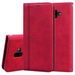 For Samsung Galaxy J6 Plus (2018) Frosted Business Magnetic Horizontal Flip PU Leather Case with Holder & Card Slot & Lanyard(Red)