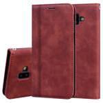 For Samsung Galaxy J6 Plus (2018) Frosted Business Magnetic Horizontal Flip PU Leather Case with Holder & Card Slot & Lanyard(Brown)