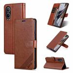 For OPPO K12x 5G AZNS Sheepskin Texture Flip Leather Phone Case(Brown)