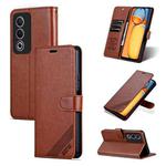 For OPPO A3 Energy / A3x 5G AZNS Sheepskin Texture Flip Leather Phone Case(Brown)