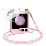 For Samsung Galaxy Z Flip5 GKK Cross-body Ultra-thin PC Phone Case with Strap(Pink)