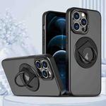 For iPhone 12 Pro Max Rotating Ring Magnetic Holder Phone Case(Black)