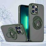 For iPhone 13 Pro Max Rotating Ring Magnetic Holder Phone Case(Green)