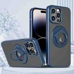 For iPhone 14 Pro Max Rotating Ring Magnetic Holder Phone Case(Blue)