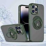 For iPhone 14 Pro Max Rotating Ring Magnetic Holder Phone Case(Green)