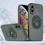 For iPhone XS Max Rotating Ring Magnetic Holder Phone Case(Green)