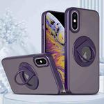 For iPhone XS Max Rotating Ring Magnetic Holder Phone Case(Purple)