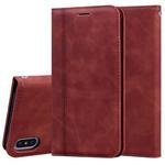 For iPhone XS / X Frosted Business Magnetic Horizontal Flip PU Leather Case with Holder & Card Slot & Lanyard(Brown)
