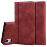 For iPhone XR Frosted Business Magnetic Horizontal Flip PU Leather Case with Holder & Card Slot & Lanyard(Brown)