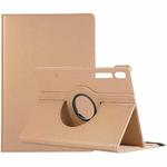 For Samsung Galaxy Tab S10 FE+ Litchi Texture 360 Degrees Rotation Holder Leather Tablet Case(Golden)