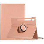 For Samsung Galaxy Tab S10 FE+ Litchi Texture 360 Degrees Rotation Holder Leather Tablet Case(Rose Gold)