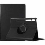 For Samsung Galaxy Tab S10 FE+ Litchi Texture 360 Degrees Rotation Holder Leather Tablet Case(Black)