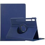For Samsung Galaxy Tab S10 FE+ Litchi Texture 360 Degrees Rotation Holder Leather Tablet Case(Blue)