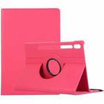 For Samsung Galaxy Tab S10 FE+ Litchi Texture 360 Degrees Rotation Holder Leather Tablet Case(Rose Red)
