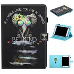 For 8 inch Universal Tablet Colored Drawing Stitching Horizontal Flip Leather Case with Holder & Card Slots & Anti-skid strip(Glasses Icon)