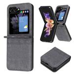 For Samsung Galaxy Z Flip5 Plaid Embossed Leather Phone Case(Black)