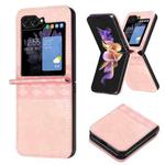 For Samsung Galaxy Z Flip6 Plaid Embossed Leather Phone Case(Pink)