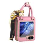 For Samsung Galaxy Z Flip5 Handbag Design Leather + PC Phone Case(Pink)